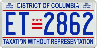 DC license plate ET2862