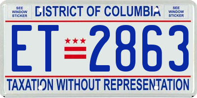 DC license plate ET2863
