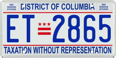 DC license plate ET2865