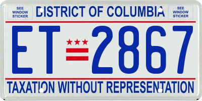 DC license plate ET2867