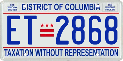 DC license plate ET2868