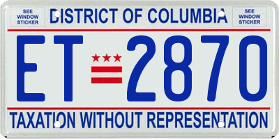 DC license plate ET2870