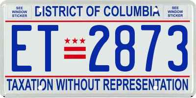 DC license plate ET2873