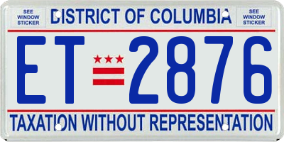 DC license plate ET2876