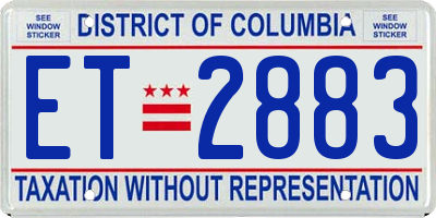 DC license plate ET2883