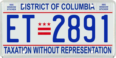 DC license plate ET2891
