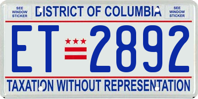 DC license plate ET2892