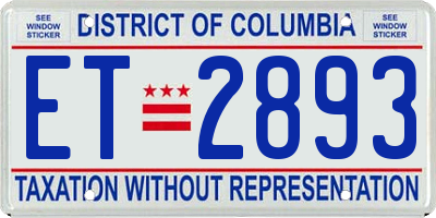 DC license plate ET2893
