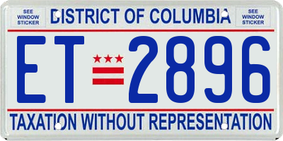 DC license plate ET2896