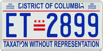 DC license plate ET2899