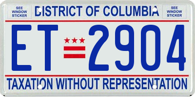 DC license plate ET2904