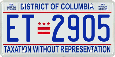DC license plate ET2905