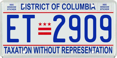 DC license plate ET2909