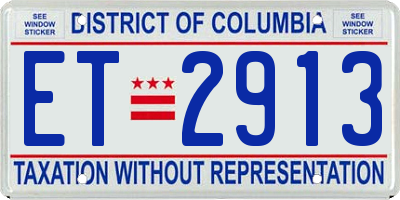 DC license plate ET2913