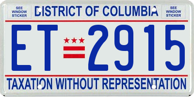 DC license plate ET2915