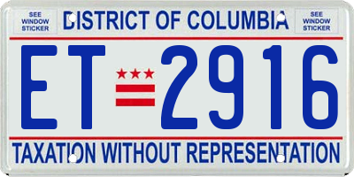 DC license plate ET2916