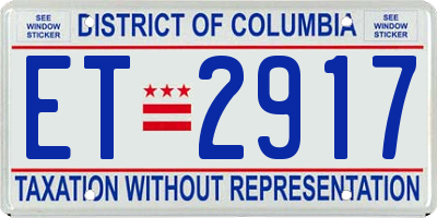 DC license plate ET2917