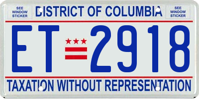 DC license plate ET2918