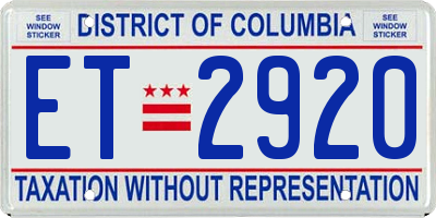DC license plate ET2920