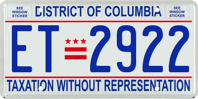 DC license plate ET2922
