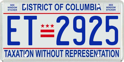 DC license plate ET2925