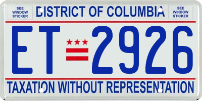 DC license plate ET2926