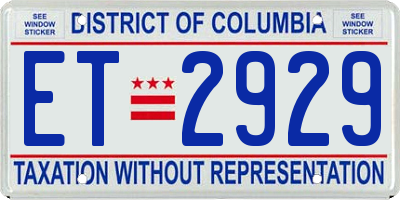 DC license plate ET2929