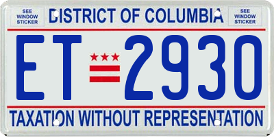 DC license plate ET2930