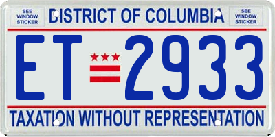 DC license plate ET2933