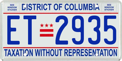 DC license plate ET2935
