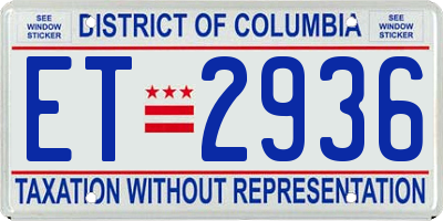 DC license plate ET2936