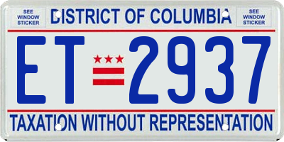 DC license plate ET2937