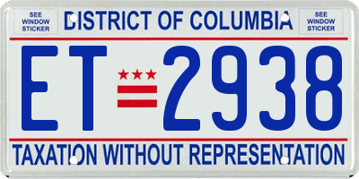 DC license plate ET2938