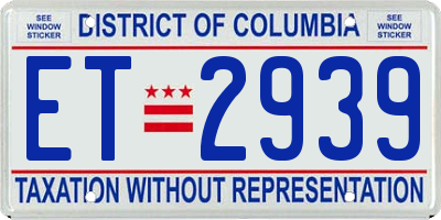 DC license plate ET2939