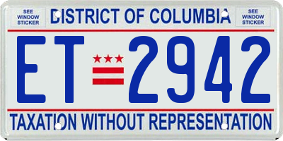 DC license plate ET2942