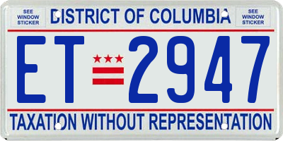 DC license plate ET2947