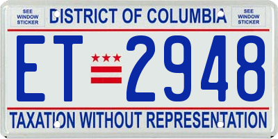 DC license plate ET2948