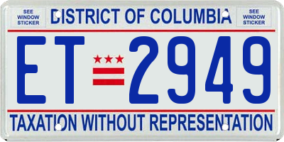 DC license plate ET2949
