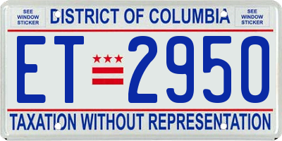 DC license plate ET2950