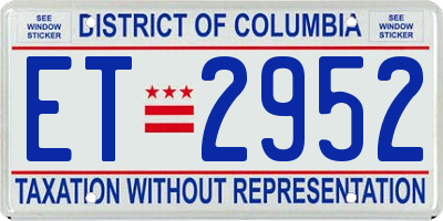 DC license plate ET2952