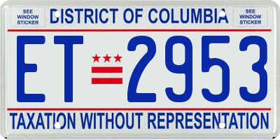 DC license plate ET2953
