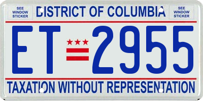 DC license plate ET2955