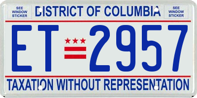 DC license plate ET2957