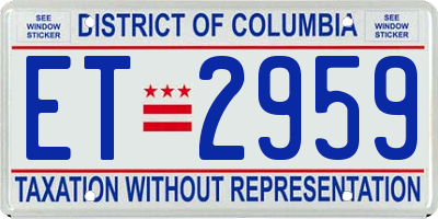 DC license plate ET2959
