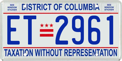 DC license plate ET2961