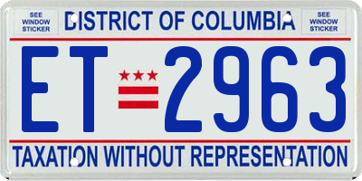 DC license plate ET2963