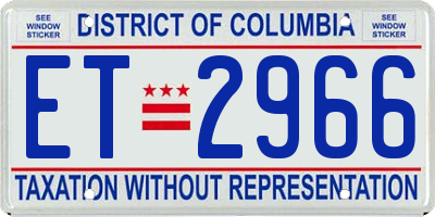 DC license plate ET2966