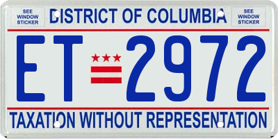 DC license plate ET2972