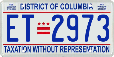 DC license plate ET2973