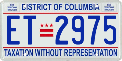 DC license plate ET2975